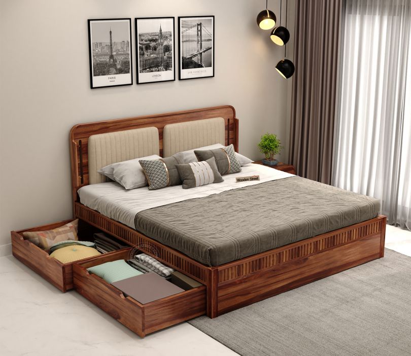 Solid Wood Bed King Size  | Globe Furniture & Lightings | King Size  bed showroom in miyapur , King Size  bed showroom in hitech city , King Size  bed showroom in kukatpally , furniture showroom in gachibowli - GLK4437