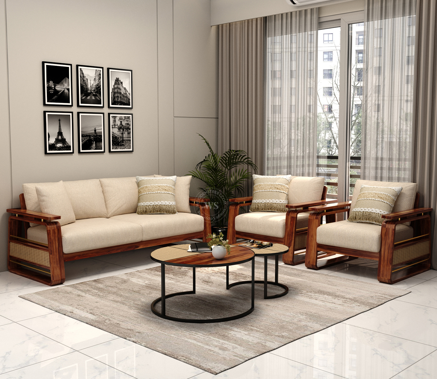 3+1+1 Wooden Sofa Set | Globe Furniture & Lightings | Wooden Sofa showroom in hyderabad , Wooden Sofa Showroom in miyapur , Wooden Sofa Showroom in hitech city , Wooden Sofa Showroom in kukatpally  - GLK4434