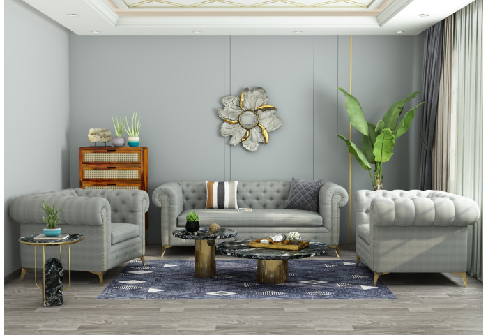 Fabric Sofa Set 3+1+1 | Globe Furniture & Lightings | Furniture showroom in miyapur , Furniture shops in hitech city , sofa showroom in MIYAPUR , sofa showroom in kukatpally , Furniture showroom in hyderabad  - GLK4433