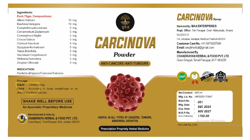 Carcinova Powder | CHANDRAYAN HERBAL AND FOOD PVT. LTD - GLK4461