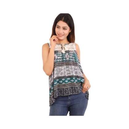  Ladies Stylish Sleeveless Printed Top,  Ladies Stylish Sleeveless Printed Top Manufacturers In Delhi,  Ladies Stylish Sleeveless Printed Top Manufacturers In Faridabad, 