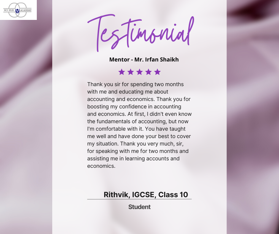Student Testimonial | Sci Hub Academy | #IGCSE Maths tutor Online #Australian curriculum tutor online #GCSE Science tutor online - GL106711