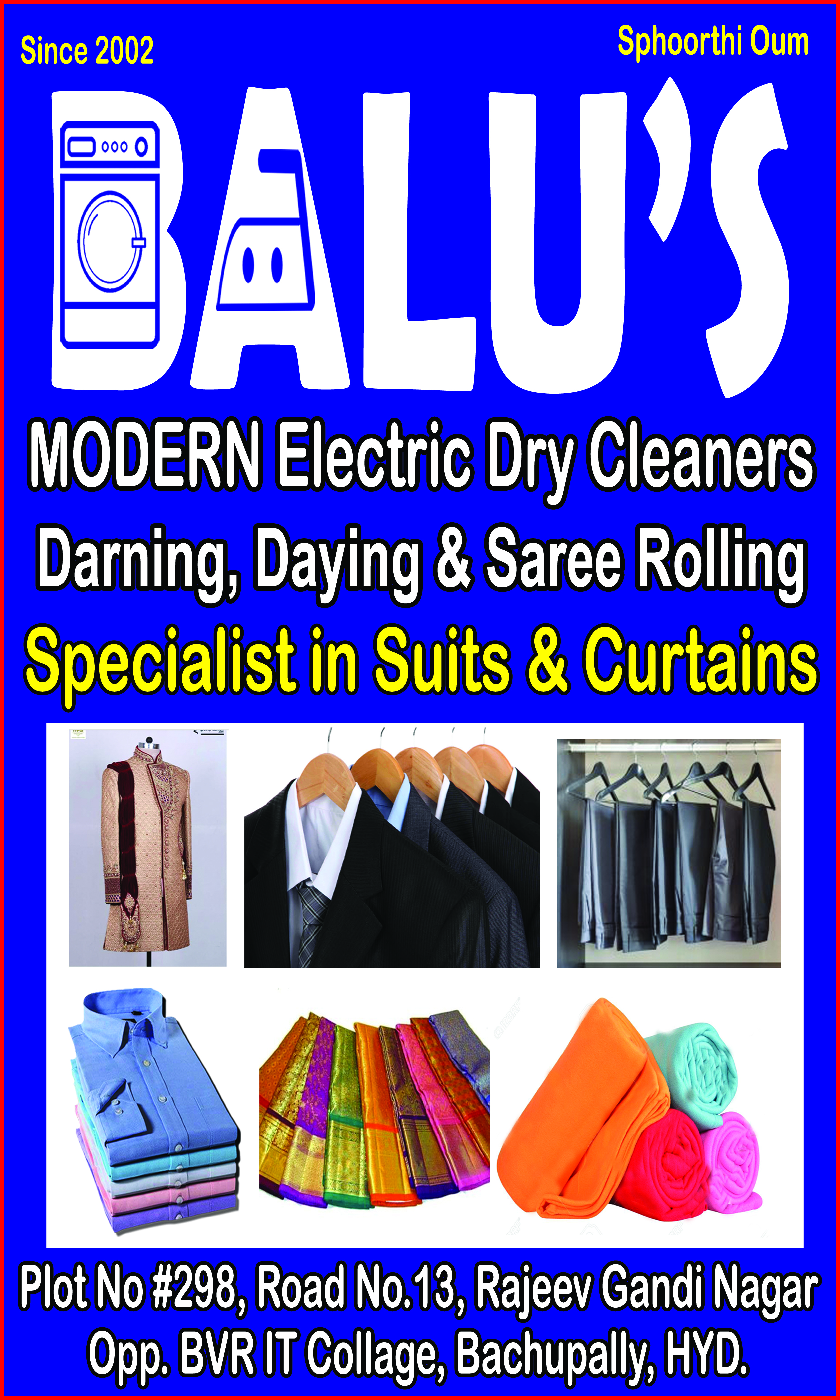Balu's Modern Dry Cleaners, Dry cleaning services in bachupally,dry cleaning services in Miyapur,dry cleaning services in alwyncolony,dry cleaning services in Rajeev Gandhi nagar