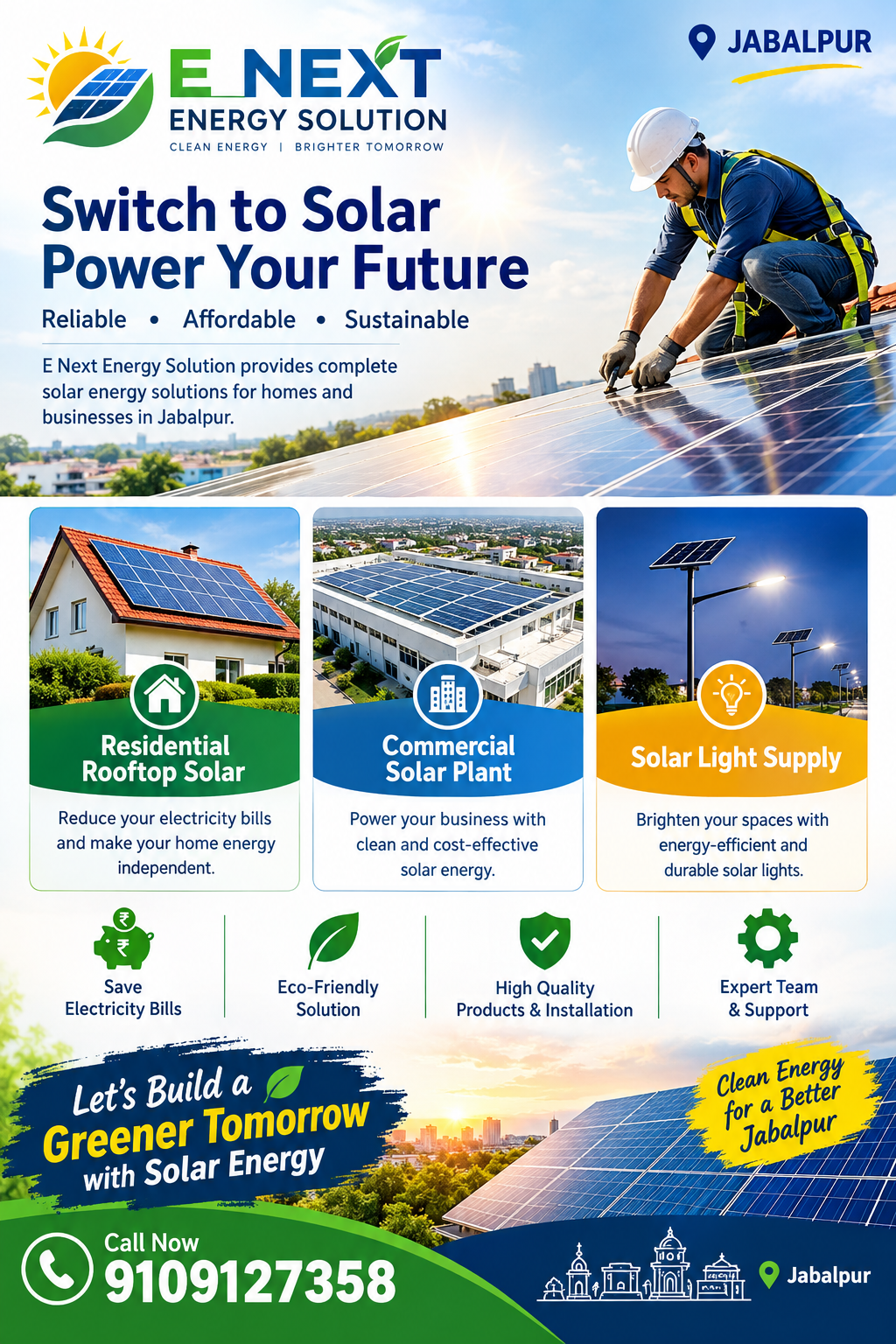 Residential Rooftop Solar Installation in Jabalpur | E Next Energy Solution | Best solar installation company in Jabalpur, Solar company in Jabalpur, Solar panel installation in Jabalpur, Solar installer in Jabalpur, Rooftop solar installation Jabalpur,  solar square jabalpur - GL121232