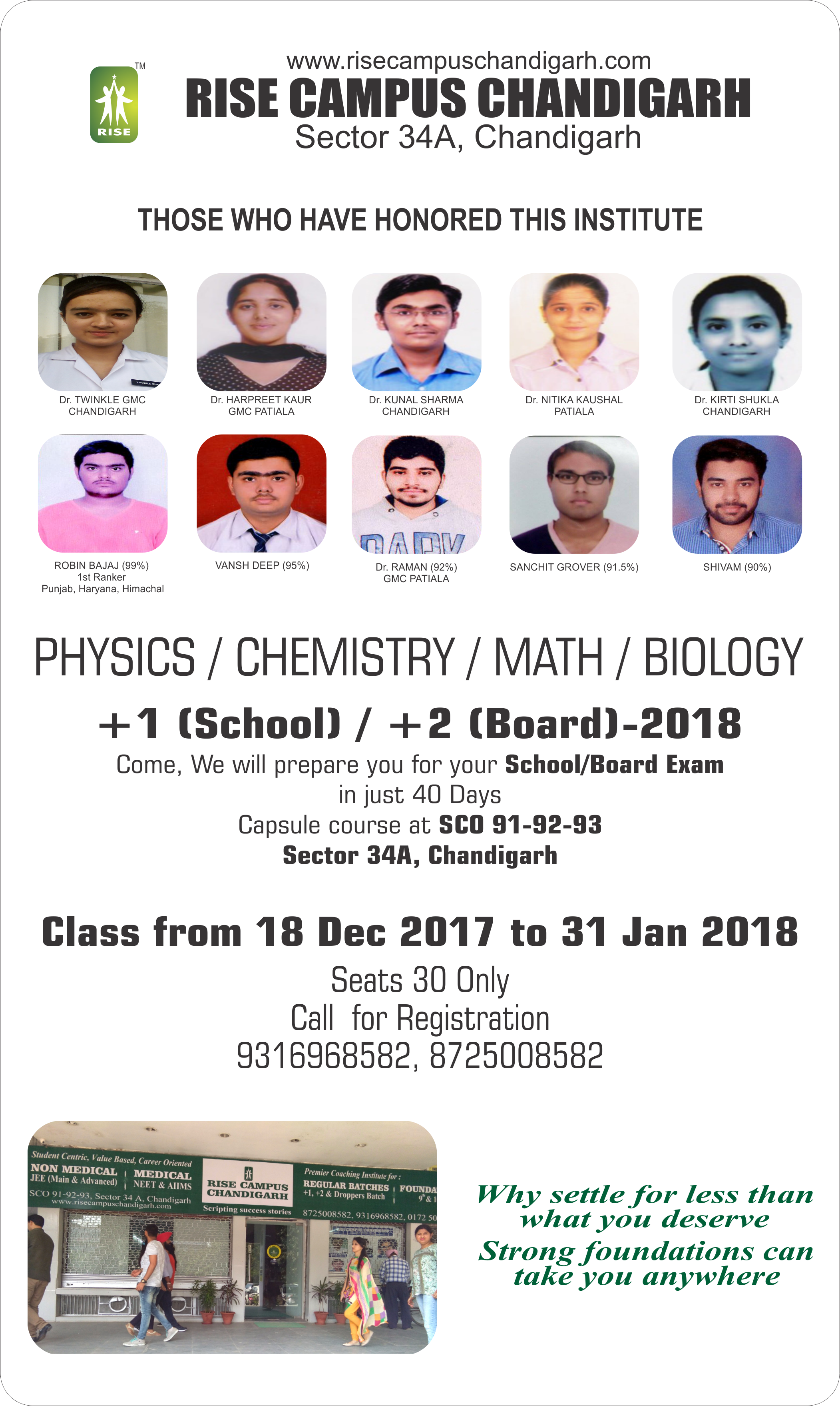 RISE CAMPUS  CHANDIGARH, Top institute in Chandigarh for Medical,Best faculty in Chandigarh for Medical,Medical Coaching preparation in Chandigarh,2018 Medical Coaching in CHD