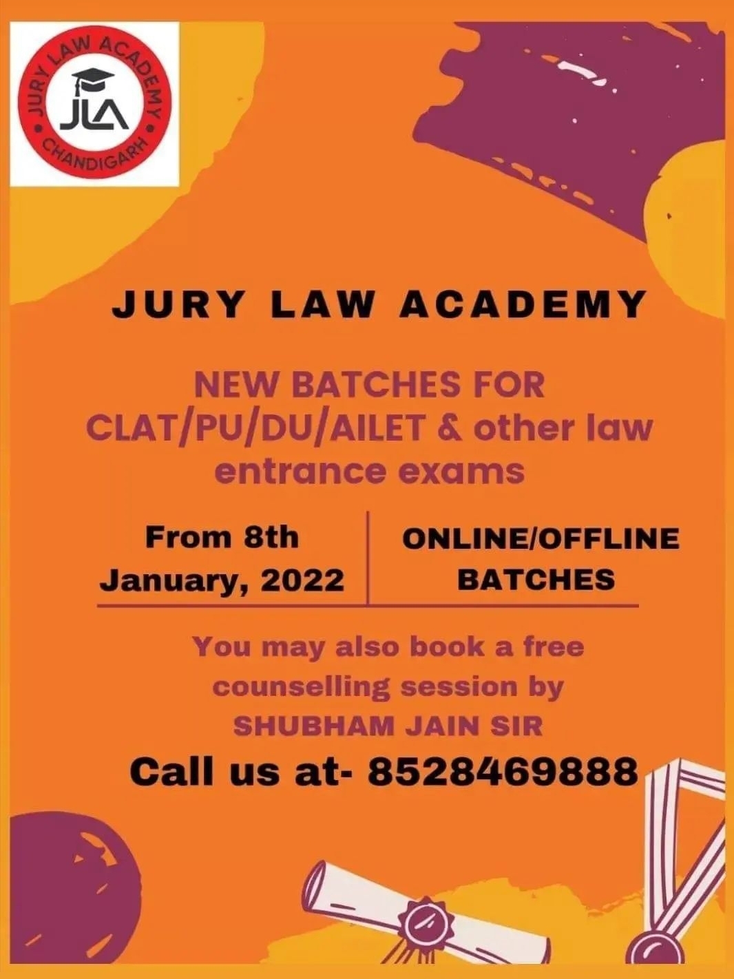 JURY LAW ACADEMY, jury law academy , clat coaching in Chandigarh,  law entrance coaching in Chandigarh, best clat coaching in Chandigarh , jury law academy Chandigarh, shubham jain clat coaching