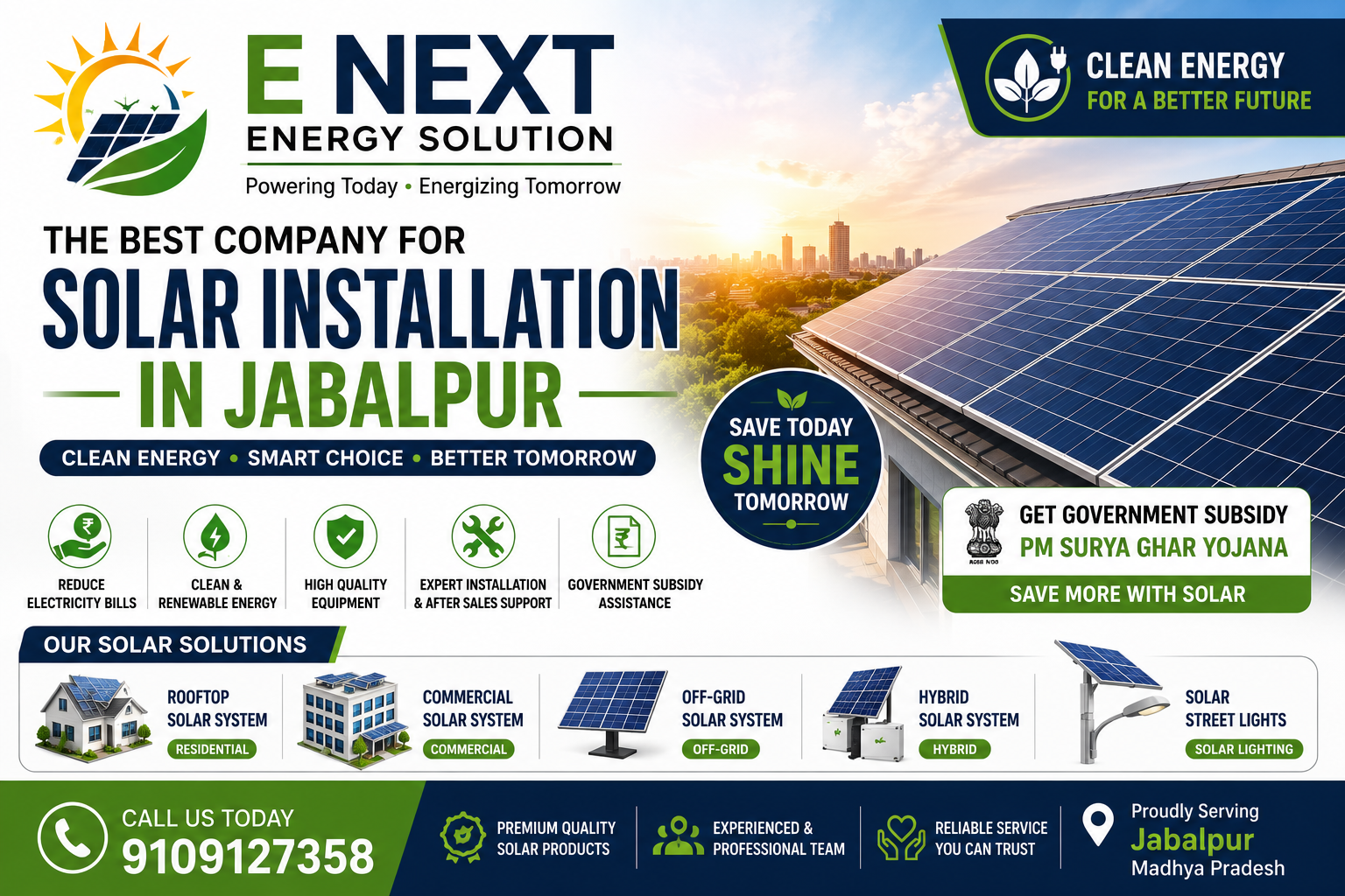 Precision in Every Panel &ndash; Excellence in Every Installation | E Next Energy Solution | Perfect Solar Installation Jabalpur, Professional Solar Installer Jabalpur, Solar Panel Experts Jabalpur, Rooftop Solar Installation, Commercial Solar Plant Jabalpur, High Quality Solar Installation,  - GL121224
