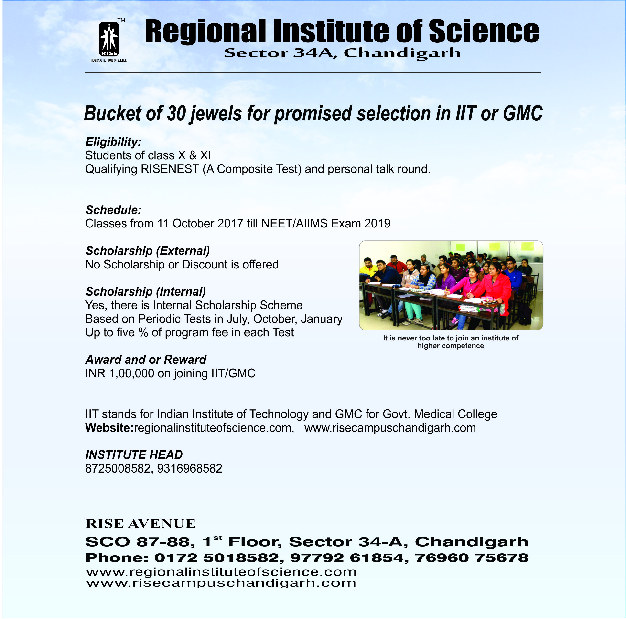 RISE CAMPUS CHANDIGARH, +1 and +2 Medical & Non Medical institute in Himachal,IIT & NEET & AIIMS selection in Himachal,Medical & Non Medical selection in Himachal & Shimla
