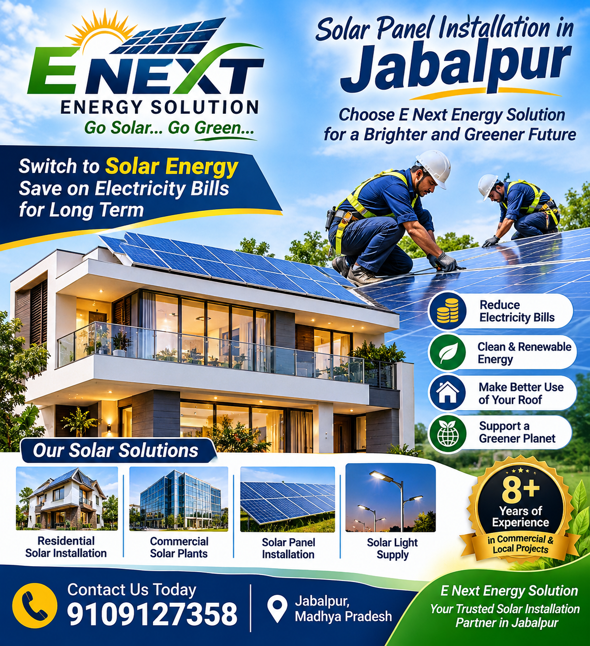 Solar Panel Installation in Jabalpur &ndash; Choose E Next Energy Solution for a Brighter and Greener Future | E Next Energy Solution | solar panel installation in Jabalpur, solar installation company in Jabalpur, best solar company in Jabalpur, solar energy company Jabalpur, installation of solar panel in jabalpur, solar installation - GL121320