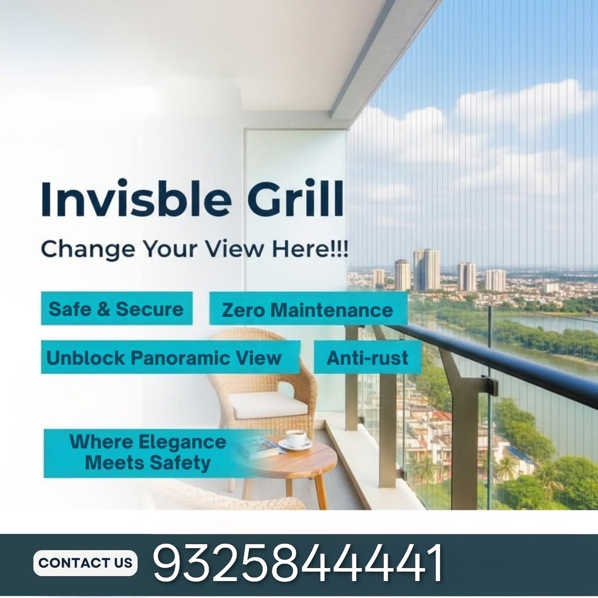 Invisible grill @150/sqft  | Chirag Invisible Safety Grill | INVISIBLE GRILL IN TALEGAON DABHADE, INVISIBLE GRILL RATE IN TALEGAON DABHADE, BEST INVISIBLE GRILL FITTING IN TALEGAON DABHADE, INVISIBLE GRILL INSTALLATION IN TALEGAON DABHADE. - GL120327