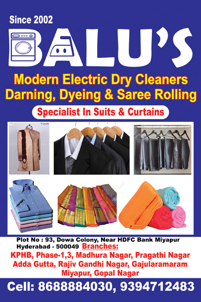 Balu's Modern Dry Cleaners, Saree dry cleaning services in miyapur. saree dry cleaning services in Hyderabad. saree dry cleaning services in kompalli. Saree dry cleaning services in Gajularamaram