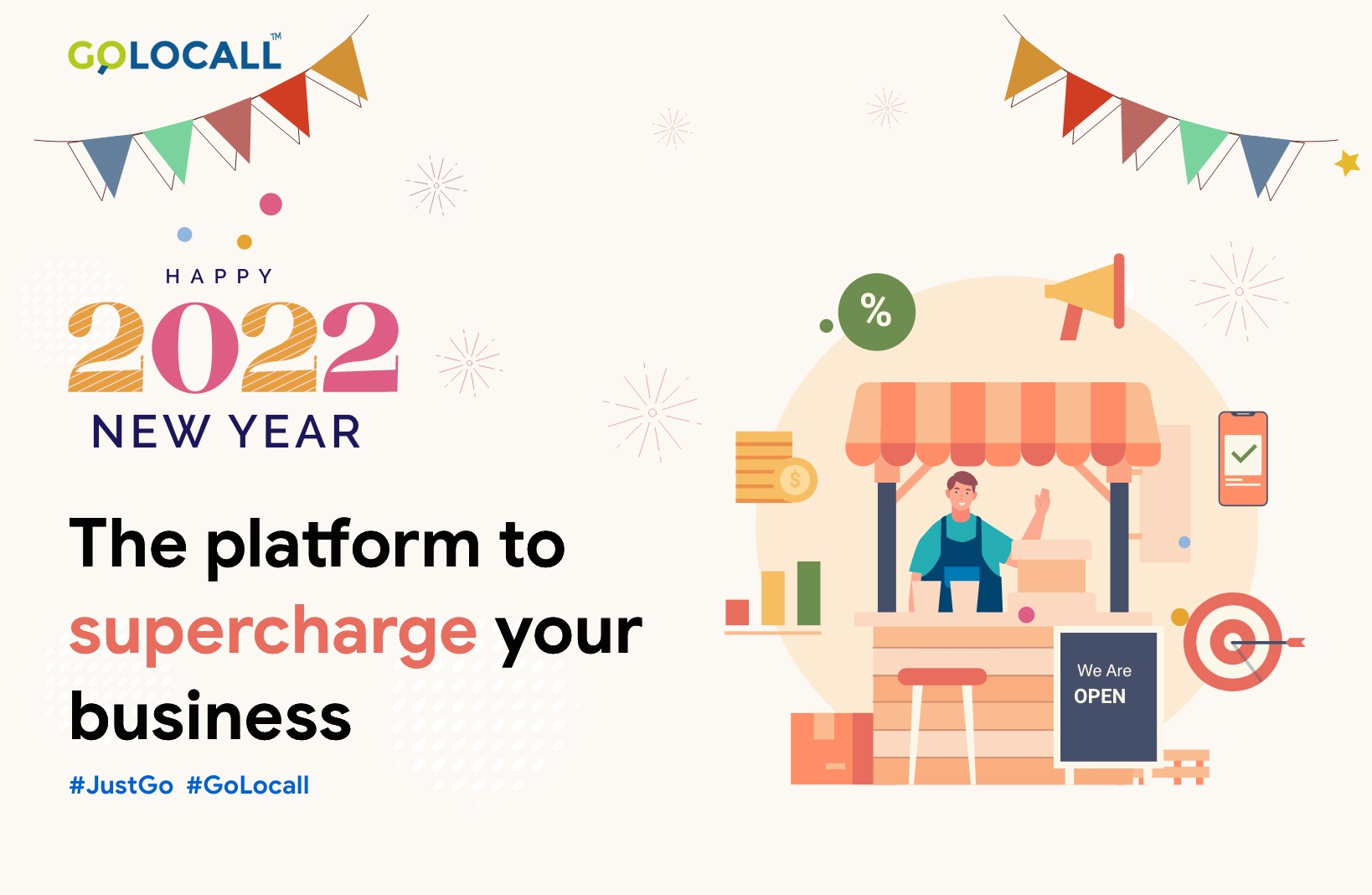 The Platform to supercharge your business - Happy New year | GoLocall Web Services Private Limited | #GoLocall #HappyNewYear #GoDigital #GoLocal - GL103982