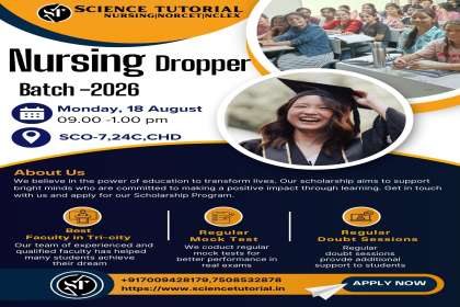 Science Tutorial for B.SC & Staff Nurse Coaching in Chandigarh, #NURSING DROPPER IN CHANDIGARH#BEST NURSING DROPPER BATCH IN CHANDIGARH#BEST NURSING DROPPER COACHING IN CHANDIGARH#PGI BSC NURSING DROPPER 26  IN CHANDIGARH