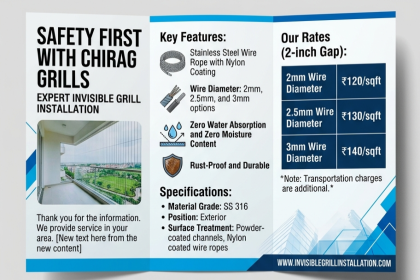 Chirag Invisible Safety Grill, INVISIBLE GRILL IN RAVET, INVISIBLE GRILL RATE IN RAVET, INVISIBLE GRILL DESIGN IN RAVET, SS NET IN RAVET, SS WIRE GRILL IN RAVET, INVISIBLE GRILL FOR BALCONY NEAR RAVET.