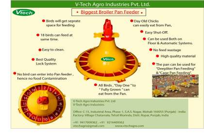 V - Tech Agro Industries, Broiler Pan Feeding Systems manufacturers in punjab, Broiler Pan Feeding Systems in punjab, Broiler Pan Feeding Systems suppliers in punjab,  Pan Feeding Systems manufacturers in punjab